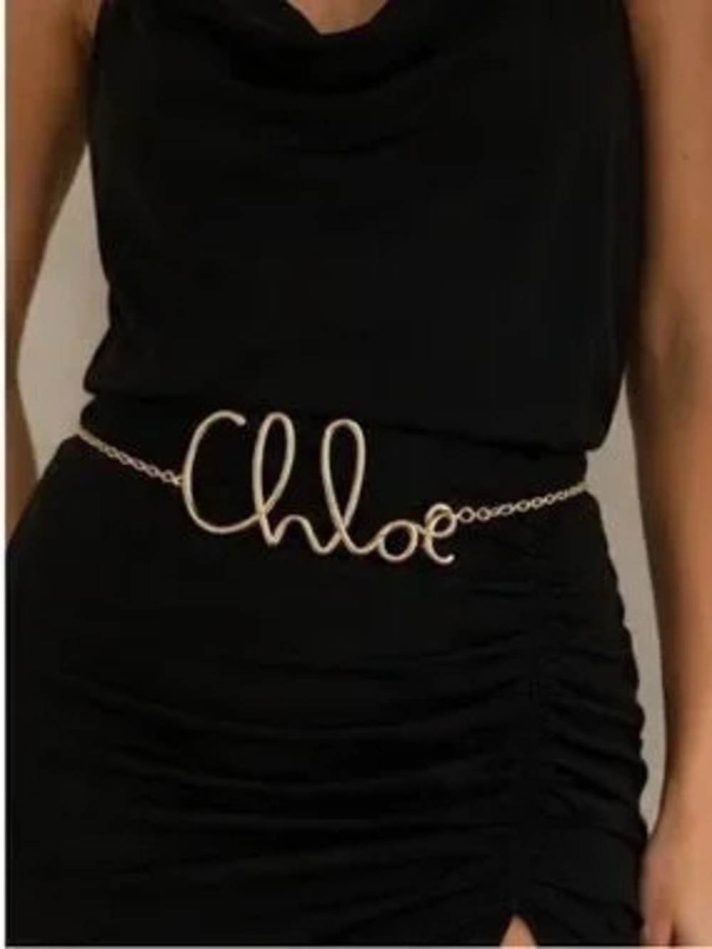 Chloe Gold Script Logo Chain Waist Belt